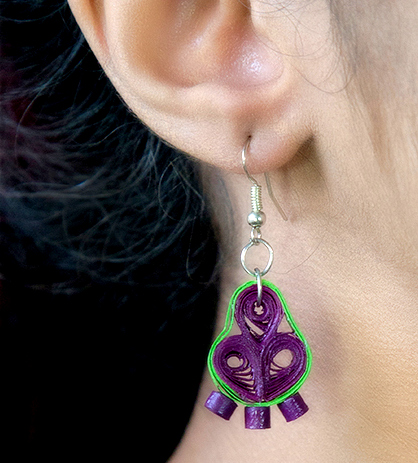 Ribbed Purple Earring